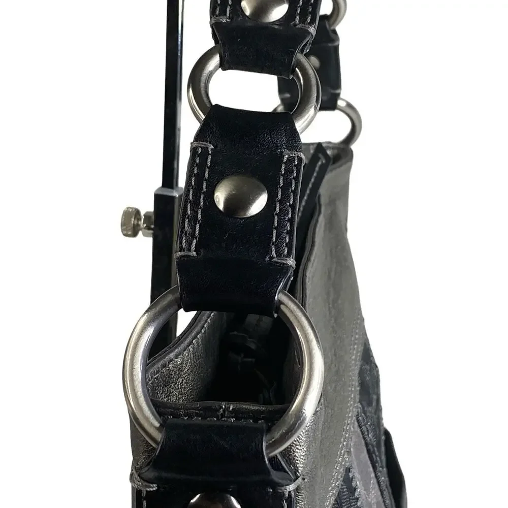 Coach Zoe Patchwork Silver Animal Print Black Gray Purse Suede Model f0873-12901 - Picture 4 of 16